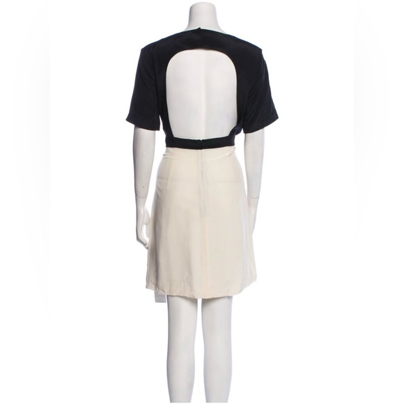 Tibi Silk Shift Dress Black Colorblock Pattern Cutout Accent Sz 12 - Picture 3 of 3